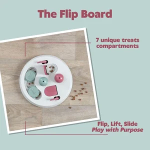 Trixie Cat Activity Flip Board – 4-Module Treat Puzzle Enrichment Toy for Mental Stimulation & Slow Feeding – Interactive Cat Toy for Indoor Cats – Berry/Gray, 9 x 9 x 2.5 in view 3