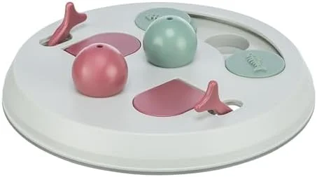 Trixie Cat Activity Flip Board – 4-Module Treat Puzzle Enrichment Toy for Mental Stimulation & Slow Feeding – Interactive Cat Toy for Indoor Cats – Berry/Gray, 9 x 9 x 2.5 in