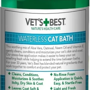 Vet's Best Waterless Cat Bath, No Rinse Waterless Dry Shampoo for Cats, Veterinarian Formulated Cat Shampoo, Kitten Shampoo, 4 oz view 2