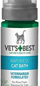 Vet's Best Waterless Cat Bath, No Rinse Waterless Dry Shampoo for Cats, Veterinarian Formulated Cat Shampoo, Kitten Shampoo, 4 oz