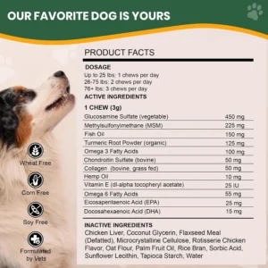 Veterinary Naturals Hemp & Hips Joint Supplement for Dogs/Supports Relief from Hip and Joint Pain in Large, Aging Dogs (Senior Large Breed, Chicken) view 3