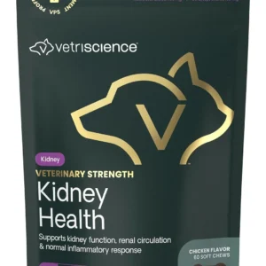 Vetriscience Veterinary Strength Kidney Health Chews - Balanced Kidney Support for Pets - Feline & Canine Renal Support - Holistic Formula - Chicken Liver Flavor - 60 Count view 1