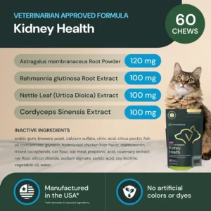 Vetriscience Veterinary Strength Kidney Health Chews - Balanced Kidney Support for Pets - Feline & Canine Renal Support - Holistic Formula - Chicken Liver Flavor - 60 Count view 3