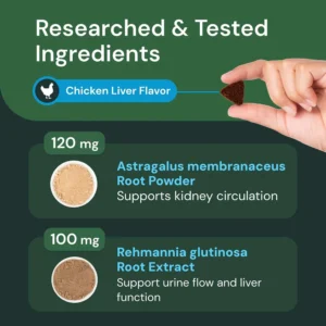 Vetriscience Veterinary Strength Kidney Health Chews - Balanced Kidney Support for Pets - Feline & Canine Renal Support - Holistic Formula - Chicken Liver Flavor - 60 Count view 5