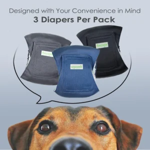 wegreeco Washable Dog Diapers - Washable Male Dog Belly Wrap - Pack of 3 - (Black, Charcoal, Navy, Medium) view 2