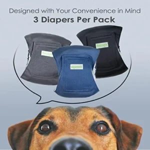 wegreeco Washable Dog Diapers - Washable Male Dog Belly Wrap - Pack of 3 - (Black, Charcoal, Navy, Medium) view 7