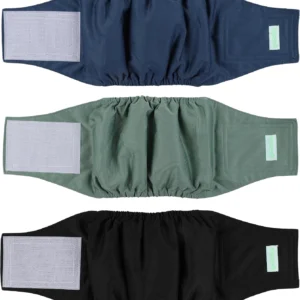 Wegreeco Washable Male Dog Belly Band - Pack of 3 - Washable Male Dog Belly Wrap, Small Doggie Dog Diapers Male for Doggy Puppy (Black, Charcoal, Navy, Small) view 6