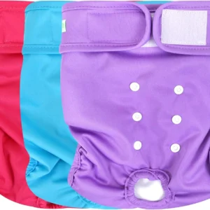 wegreeco Washable Reusable Premium Female Dog Diapers, Medium Dog Doggie Puppy & Doggy Diapers Female for Dog Waist 9.6"-14", Period Panties in Heat (Pack of 3, Medium) view 1