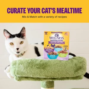 Wellness Appetizing Entrées Age Advantage Mousse Senior Wet Cat Food, Natural, Protein Rich, Grain Free, Tuna, Salmon, Cod, and Sardine Recipe, 1.4 oz, Pack of 8 Pouches