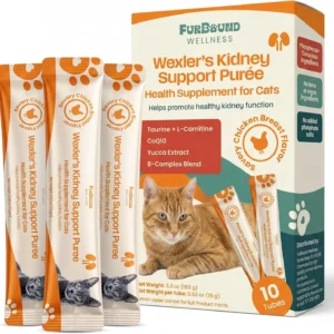 Wellness Kidney Support Purée for Cats - Renal Cat Health Supplement with Taurine, L-Carnitine, CoQ10, B-Complex, Yucca - Phosphorus-Conscious with Savory Chicken Breast Flavor - 10 Tubes view 1