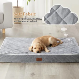 WNPETHOME Orthopedic Waterproof Extra Large Dogs Bed with Removable Washable Cover, Multi-Needle Quilting XL Crate Bed for Large Sized Dog, Light Grey view 2