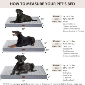 WNPETHOME Orthopedic Waterproof Extra Large Dogs Bed with Removable Washable Cover, Multi-Needle Quilting XL Crate Bed for Large Sized Dog, Light Grey view 6