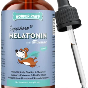Wonder Paws Melatonin for Dogs – with L-Theanine (Suntheanine®) – Occasional Anxiety Relief for Dogs, Stress, Calming, Relaxation & Sleep Support – Liquid Dog Melatonin 2oz (60ml) view 1