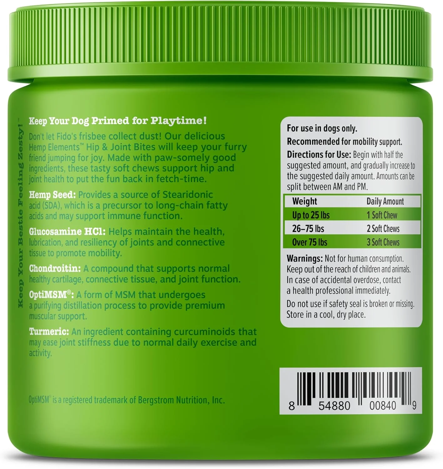 Zesty Paws Mobility Bites Joint Supplement for Dogs - Soft Chews with Glucosamine for Dogs, Chondroitin, & MSM + Vitamins C and E - Hemp - Chicken - 90ct