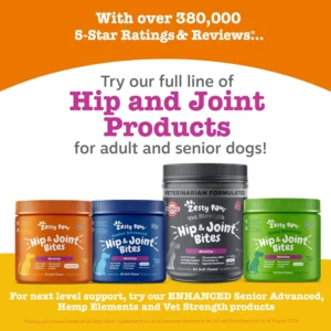Zesty Paws Mobility Bites Joint Supplement for Dogs - Soft Chews with Glucosamine for Dogs, Chondroitin, & MSM + Vitamins C and E - Hemp - Chicken - 90ct