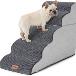 ZOMISIA Dog Stairs Ramp for High Beds Up to 25" - 5 Step Pet Stairs for Small to Large Dogs, 35D Foam Dog Steps for Couch with Non-Slip Bottom Grey view 1