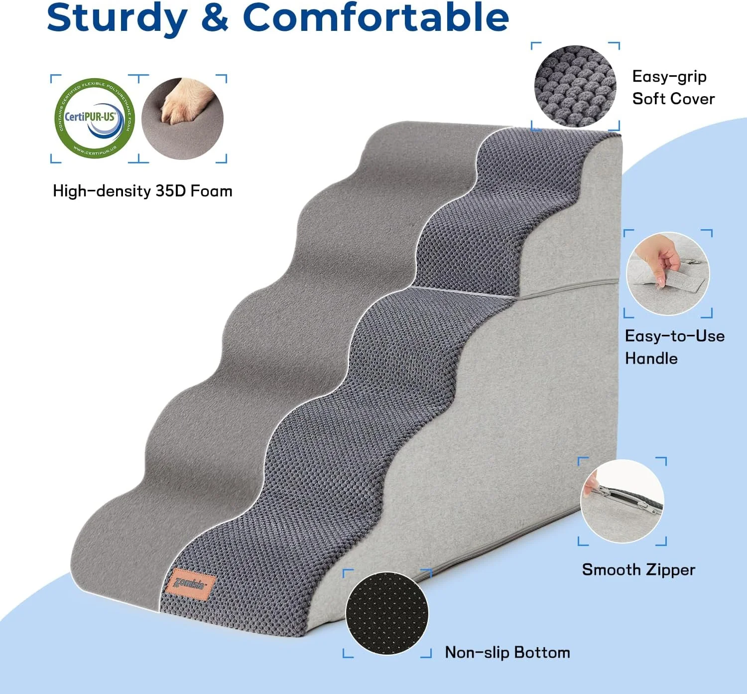 Anti-slip base of ZOMISIA dog stairs
