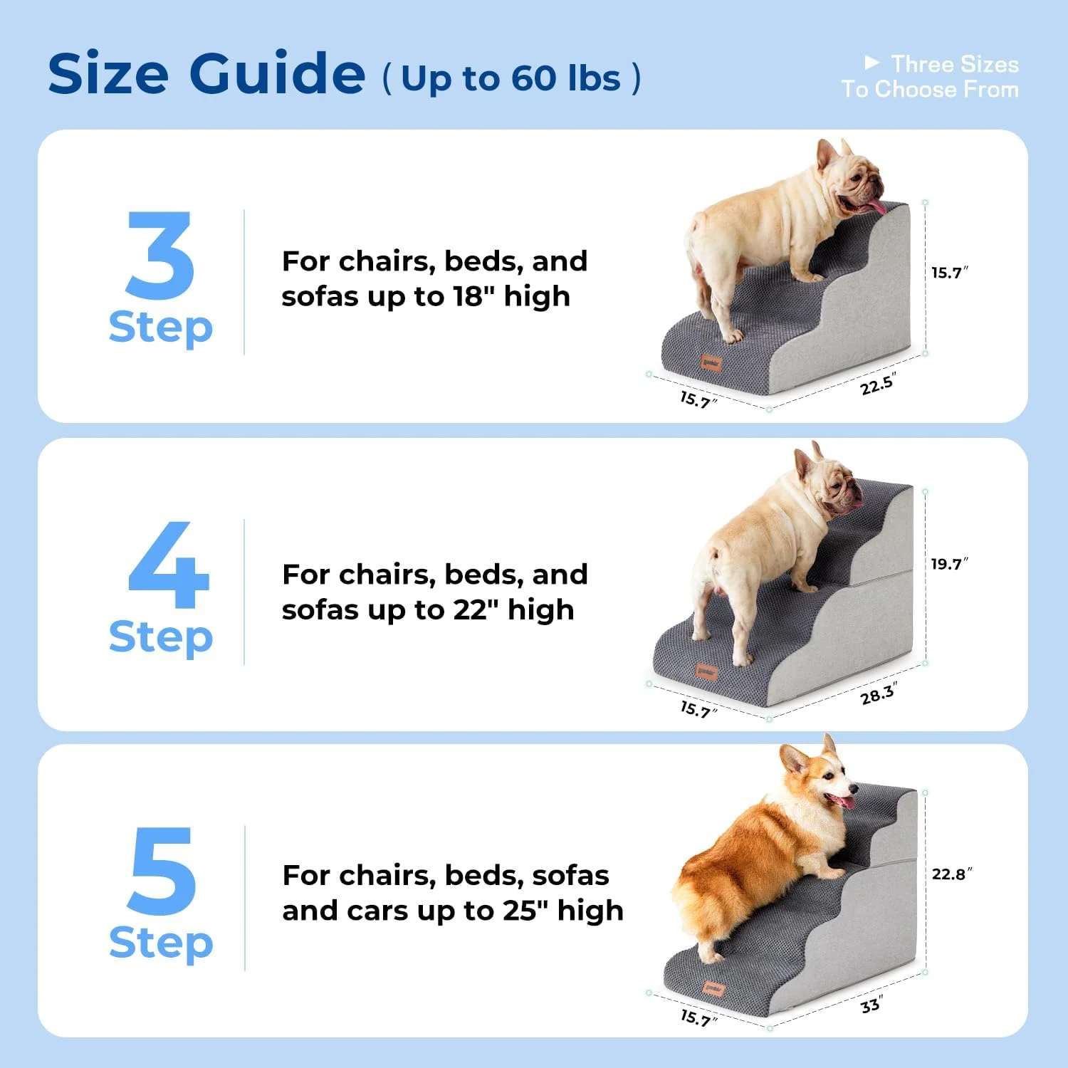 Plush fabric cover of pet stairs being removed for cleaning