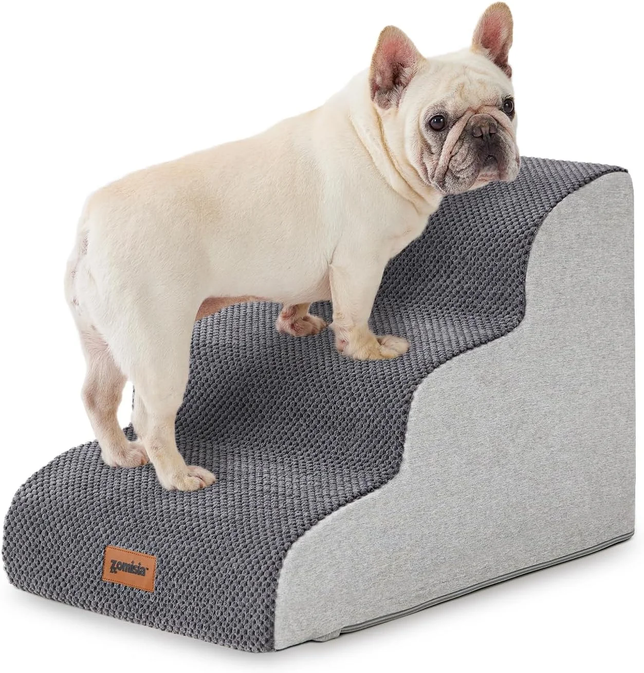 ZOMISIA Dog Stairs Ramp for High Beds Up to 25" - 5 Step Pet Stairs for Small to Large Dogs, 35D Foam Dog Steps for Couch with Non-Slip Bottom Grey